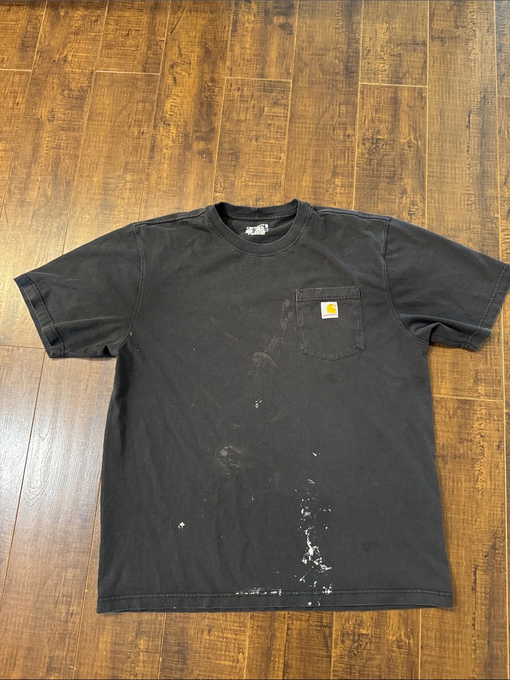 Carhartt Black Short Sleeve Pocket Tee with Yellow Logo Patch